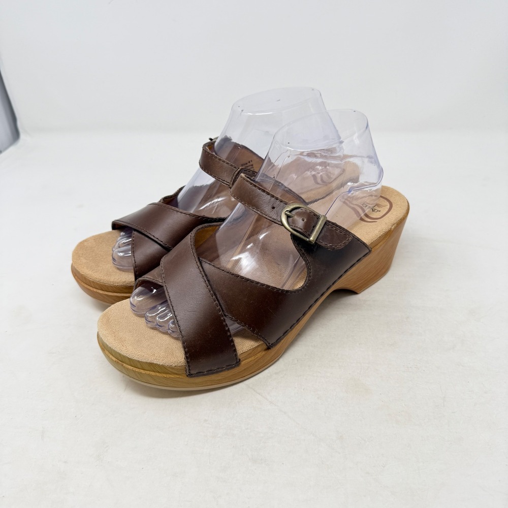 Dansko Wedge Sandals Brown 41 Boho Comfort Leather Platform Clogs
